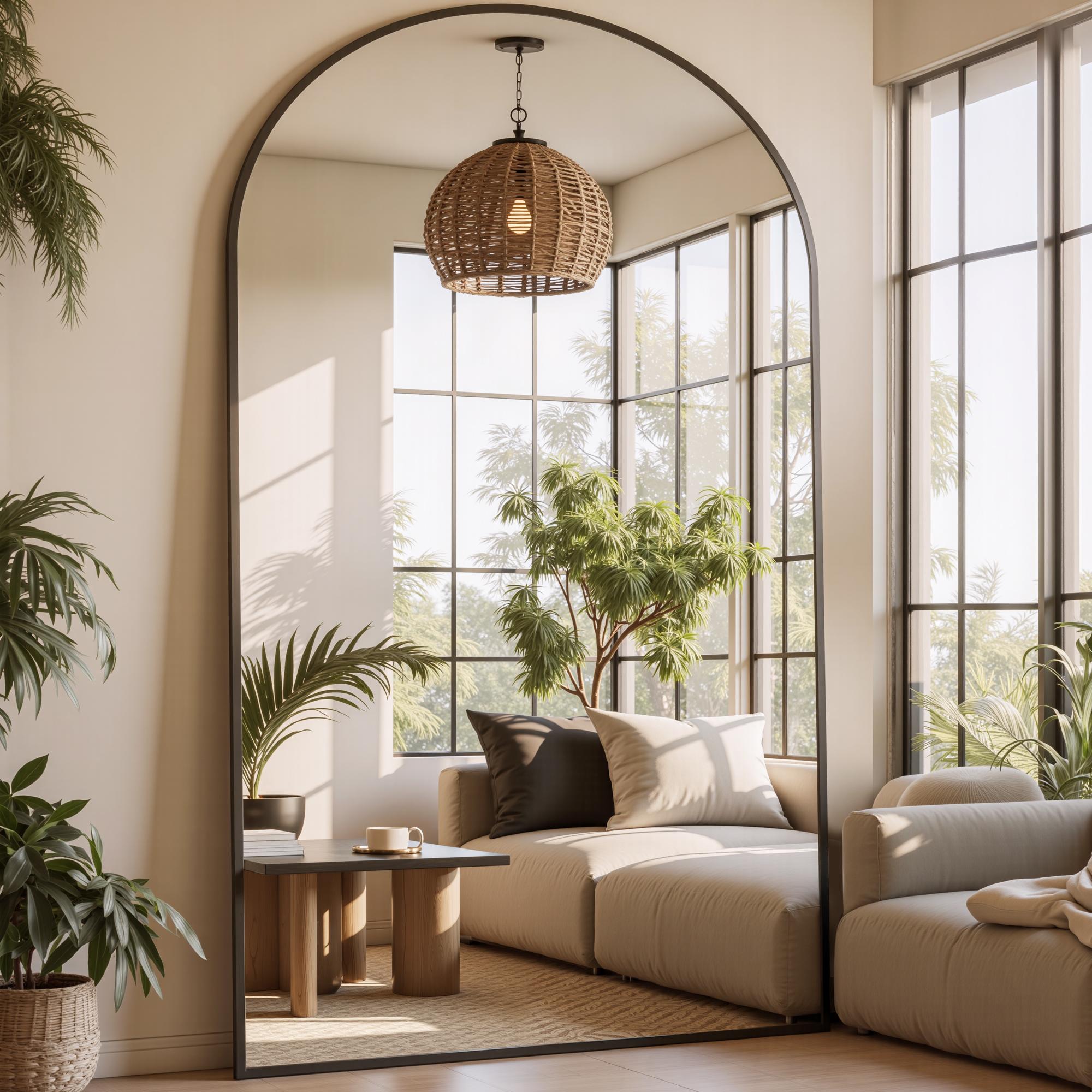 Arched Full Length Mirror, Full Body Mirror, Floor Mirrors with Stand, Aluminum Frame,  Free Standing/Wall Mount/Leaning for Bedroom, Living Room, Dressing Room